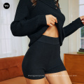 2021 NUEVO ARURCA MODIA FUSIÓN Moda Color negro Sweater Shorts de compresión de 2 piezas